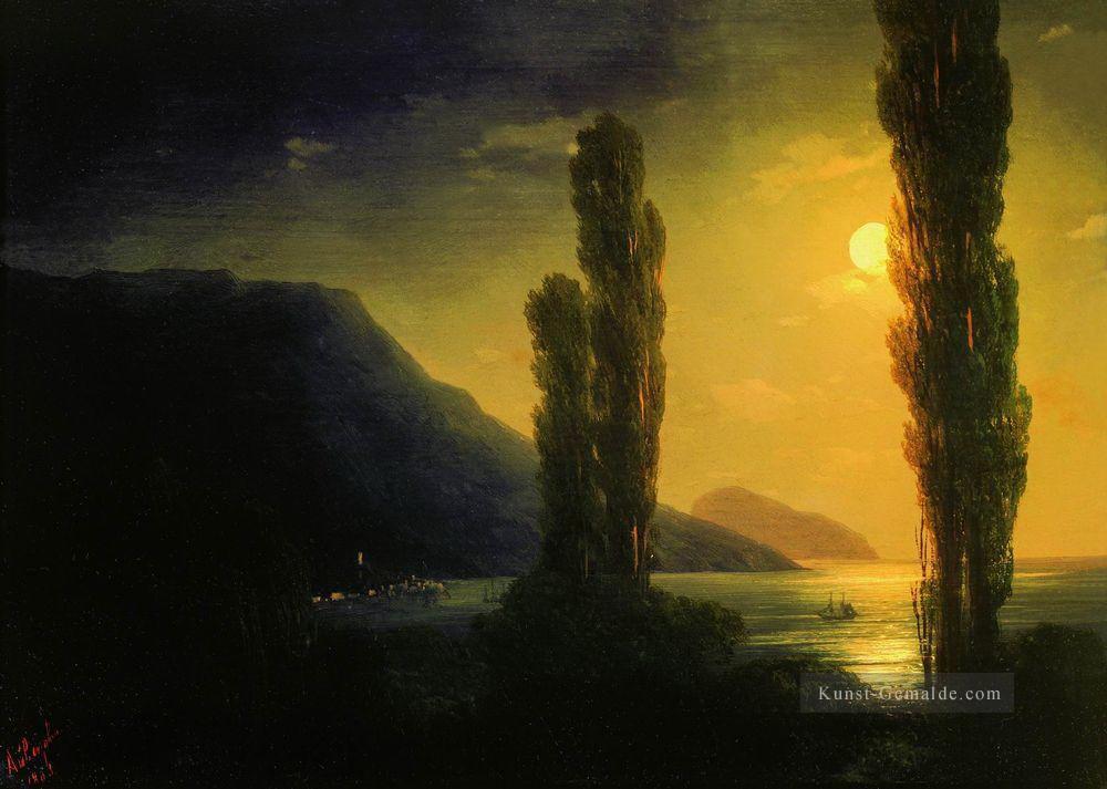 Mondnacht in der Nähe von Yalta 1863 Verspielt Ivan Aiwasowski russisch Ölgemälde